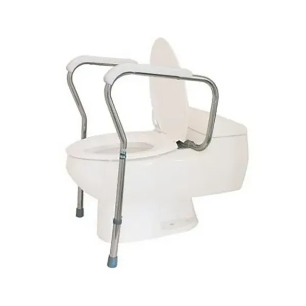 Adjustable toilet safety rails