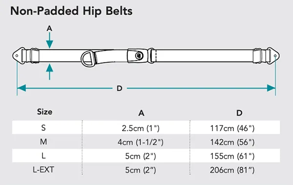 مقاسات حزام حوض بنقطتي تثبيت